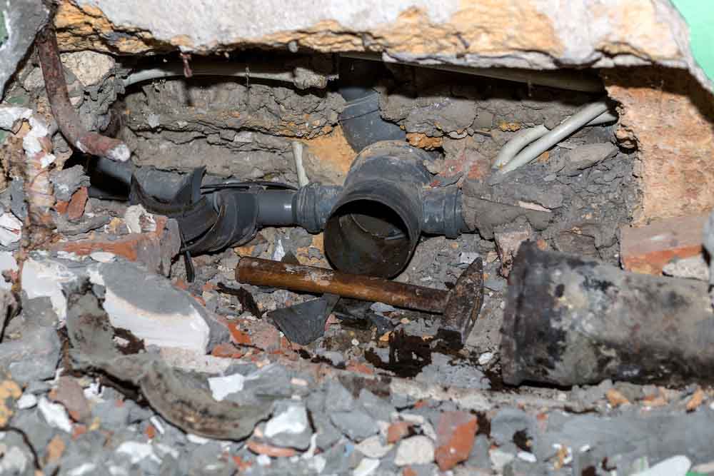 damaged sewer line